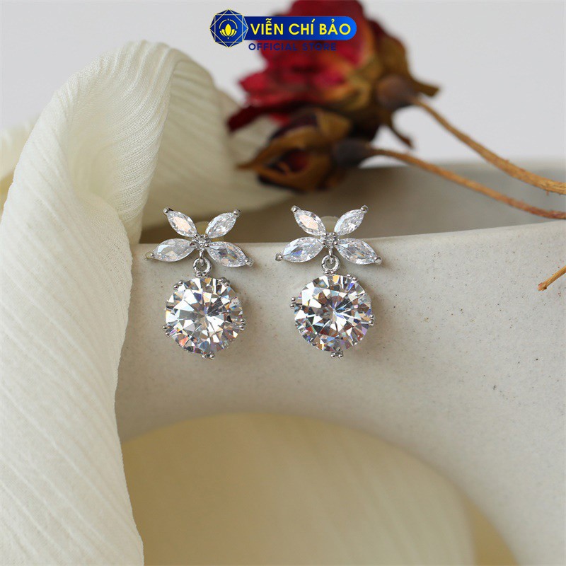 Bông tai bạc nữ Butterfly đính đá chất liệu bạc 925 thời trang phụ kiện trang sức nữ Viễn Chí Bảo B400466