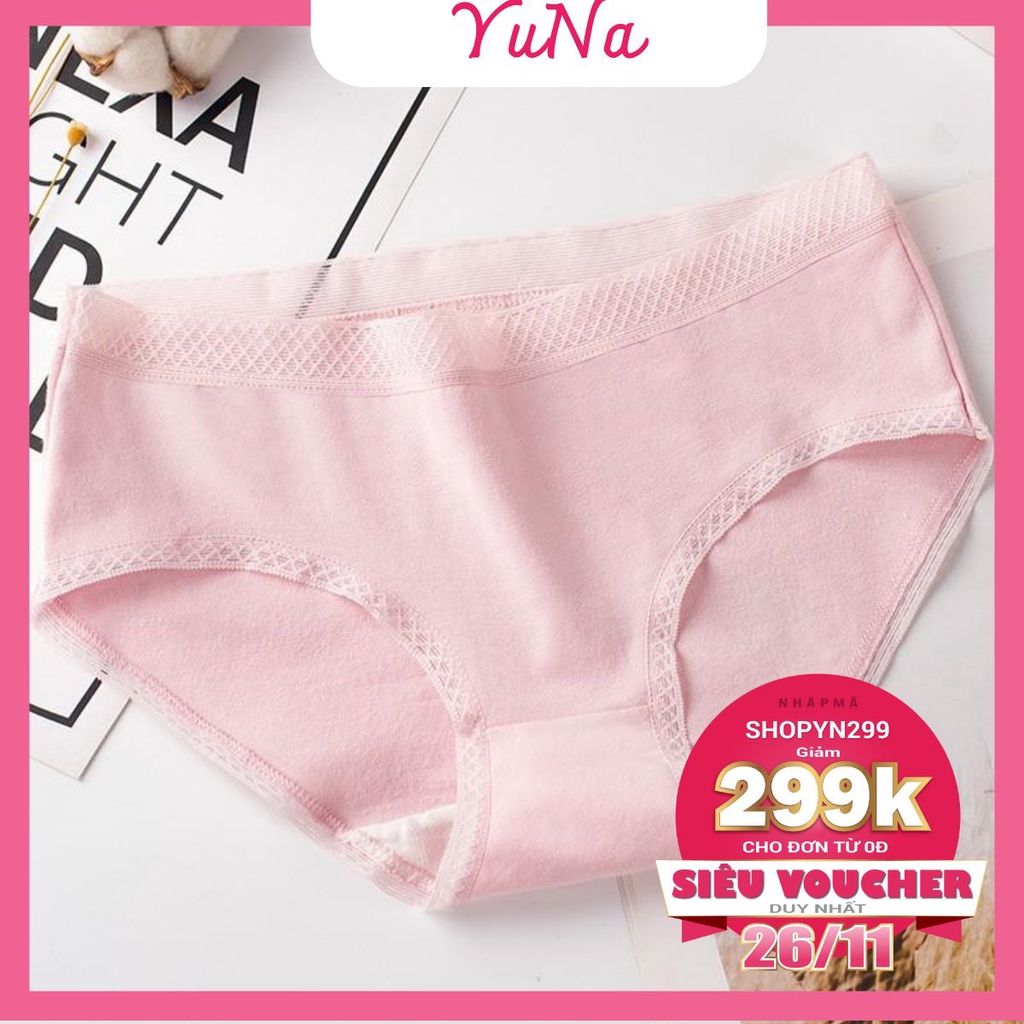Quần lót cotton viền ren thấm hút mồ hôi kháng khuẩn, phụ kiện thời trang nữ MAIKA