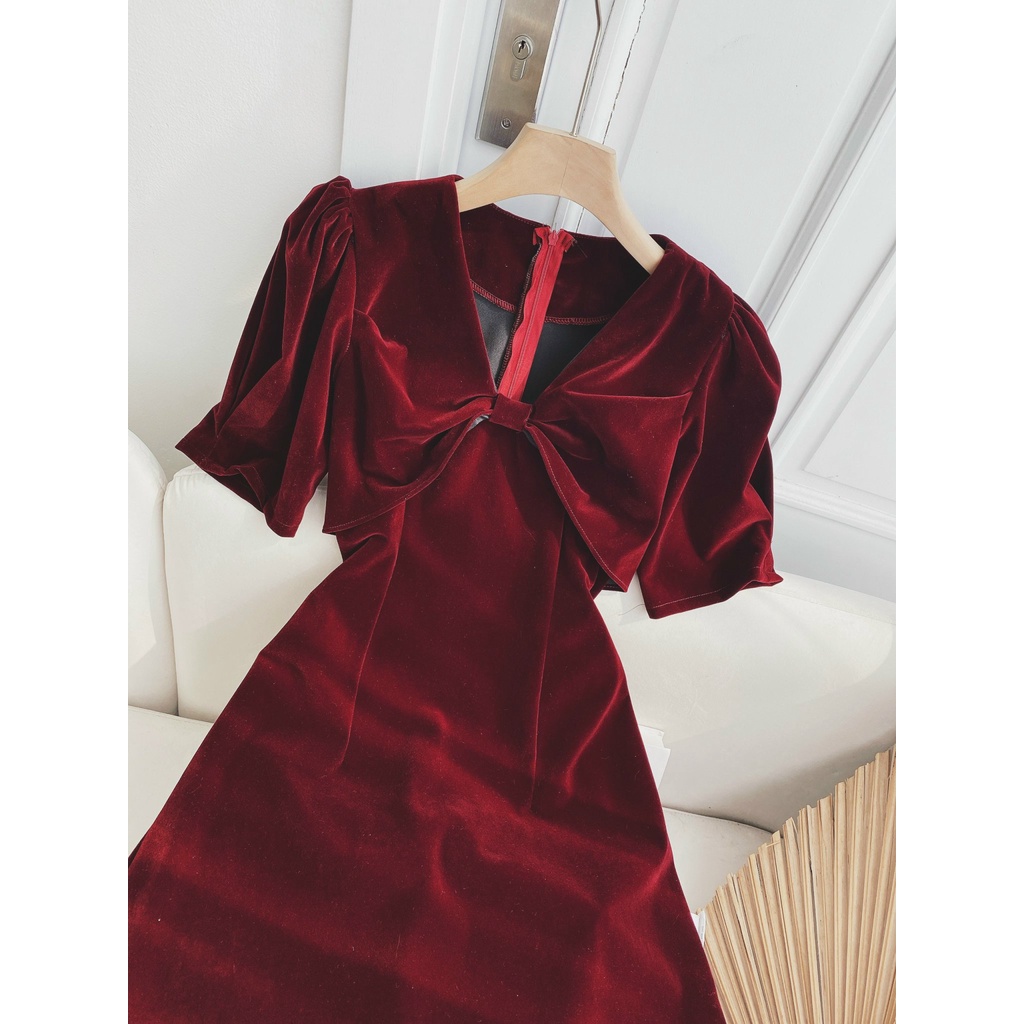 ĐẦM NHUNG NƠ ĐỎ NGỰC NOEL TẾT | BigBuy360 - bigbuy360.vn