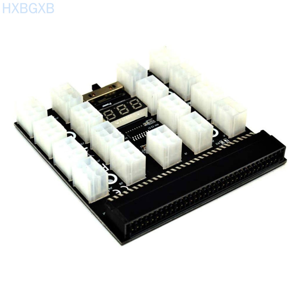 HXBG Server Power Adapter Power Supply Breakout Board 12 17x6pin PCI-E Output Adapter Board with Manual Switch