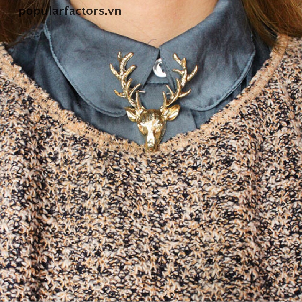 [Phổ Biến] Ghim Cài Áo Hình Đầu Hươu Mạ Vàng Dễ Thương Unisex [VN]