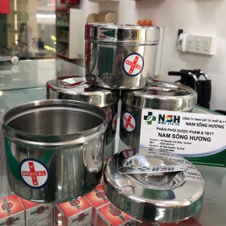[LOẠI 1]  Hộp đựng bông gòn đúc inox hộp đựng dụng cụ y tế inox tròn trung phi 8.5 Hộp Gòn Inox Đựng Bông Gòn phi 8.5cm