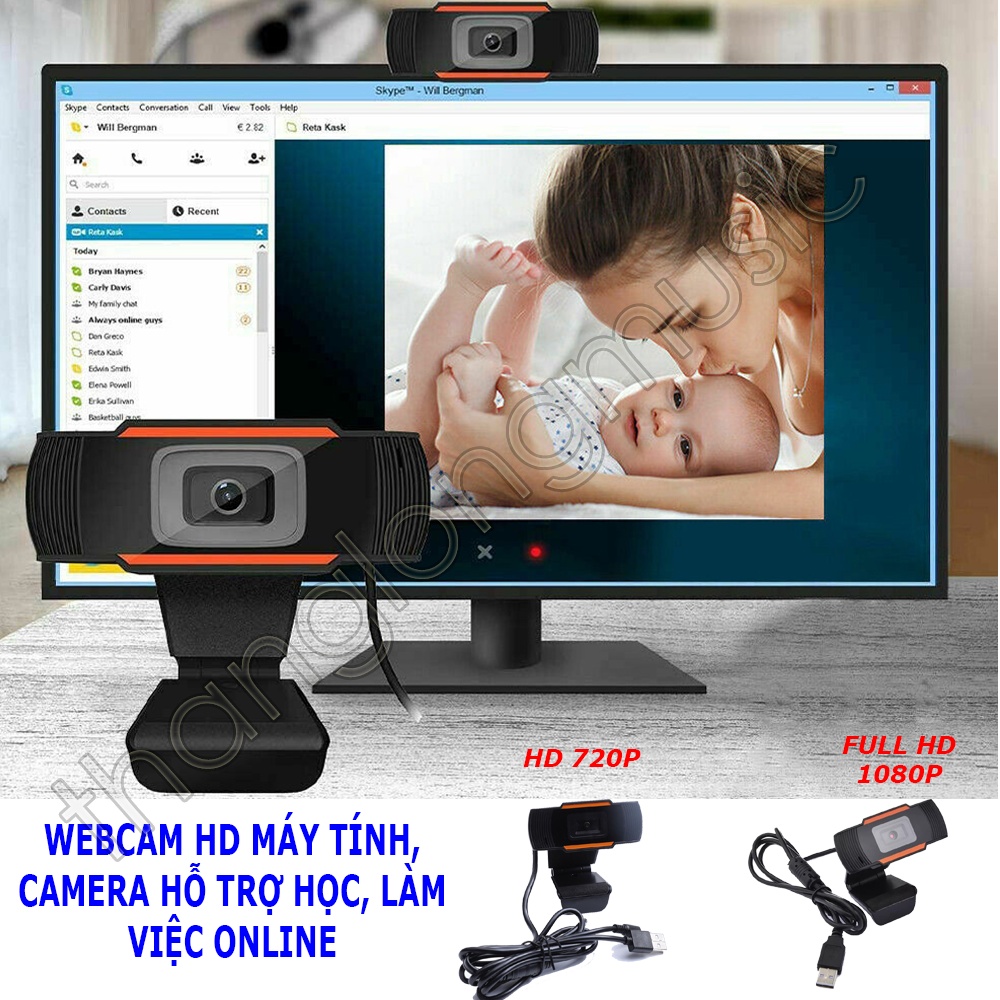 Webcam Máy Tính, Camera HD Có Mic 720p & 1080P cho Laptop PC Học Online Qua Zoom, Trực Tuyến - Gọi Video Sắc Nét | BigBuy360 - bigbuy360.vn