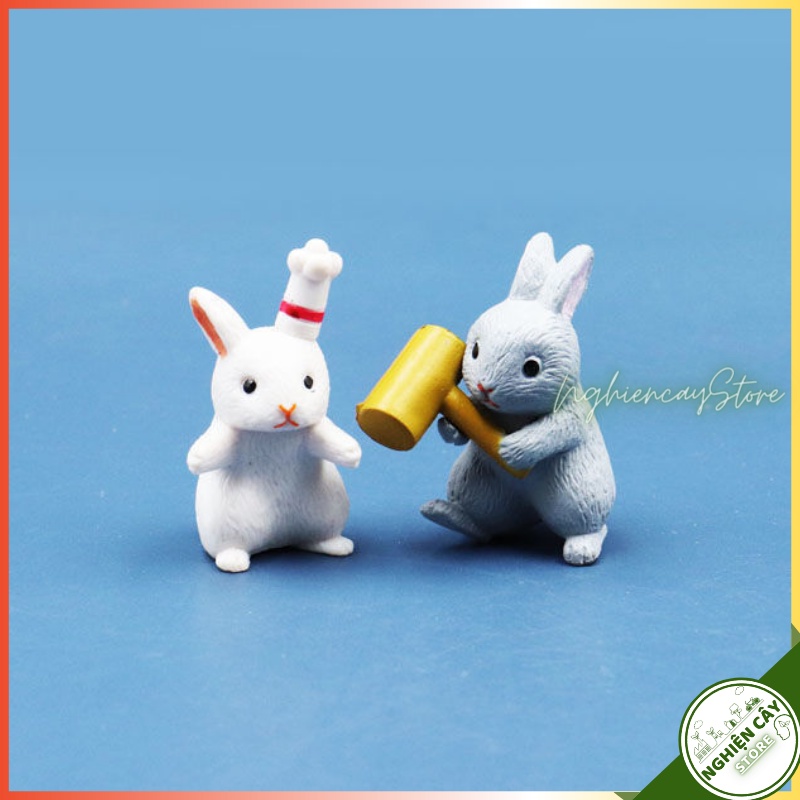 Phụ kiện Thỏ nhiều dáng trang trí tiểu cảnh, cây cảnh, sen đá (đơn)