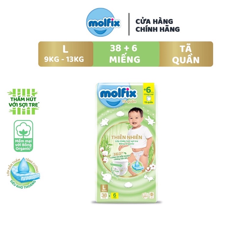 Bỉm Quần Molfix Thiên Nhiên Jumbo S54/M48/L44/XL40/XXL36