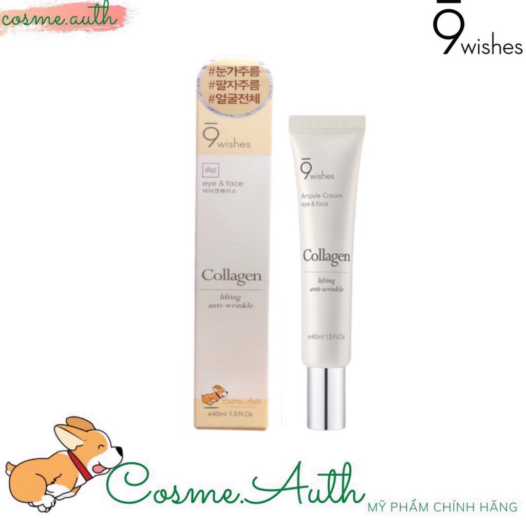 Kem Dưỡng Mắt Cấp Ẩm, Giảm Nếp Nhăn Da 9 Wishes - 9Wishes Collagen Ampule Essence 40ml