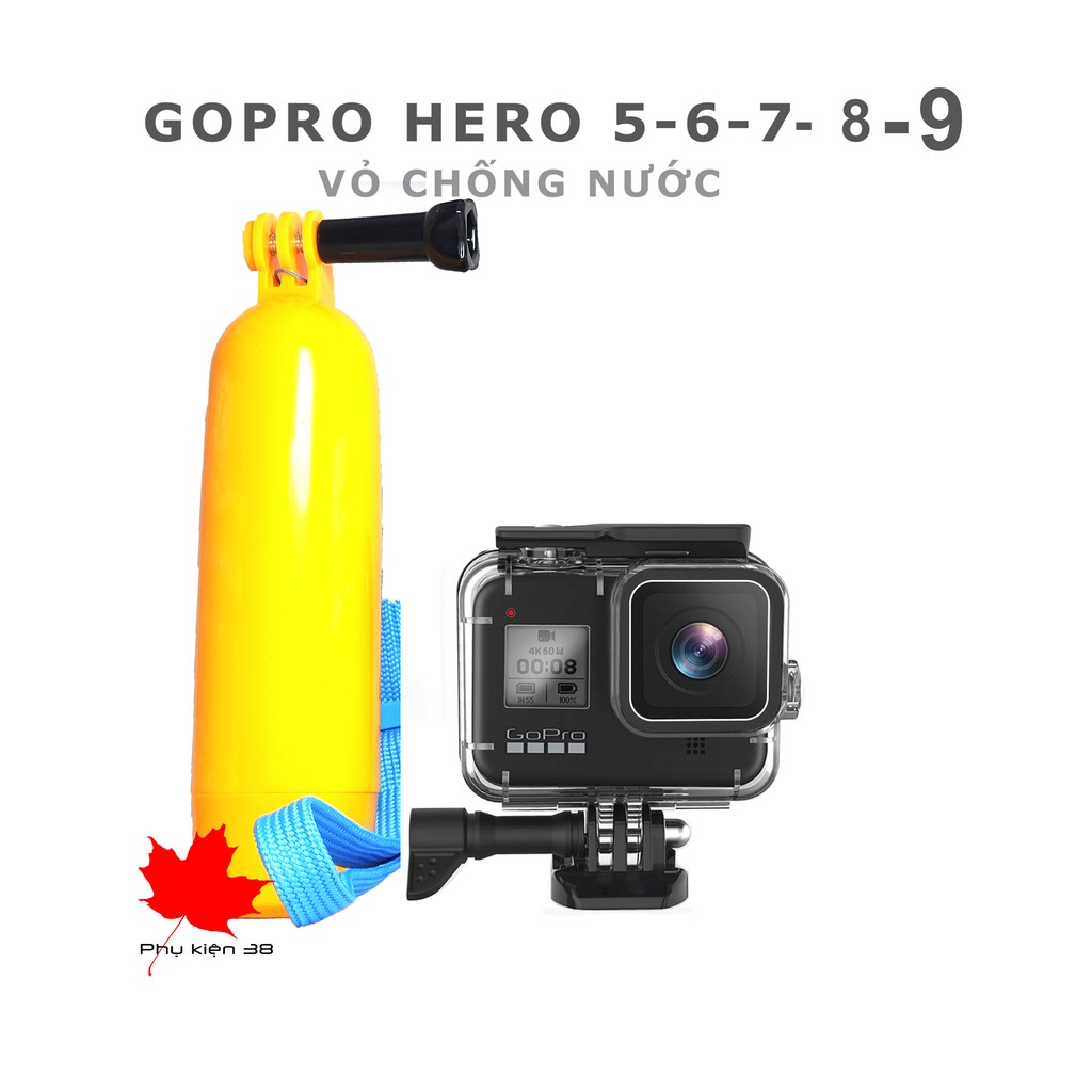 Case chống nước, vỏ chống nước cho Gopro hero 5,6,7,8,9, 10 + tặng 12 miếng chống đọng sương