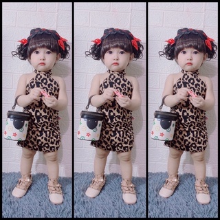 Váy đầm da beo body cho bé gái