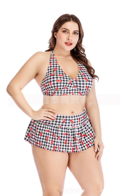 Bộ bikini caro big size tắm biển hồ bơi không thấm nước size 75-105kg