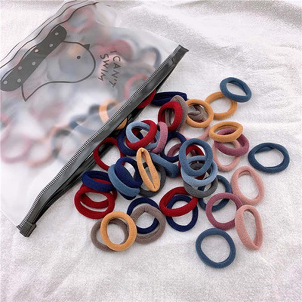 TWINKLE Set 50 Dây Buộc Tóc Cao Su Nylon Nhiều Màu Sắc Lấp Lánh Dành Cho Nữ