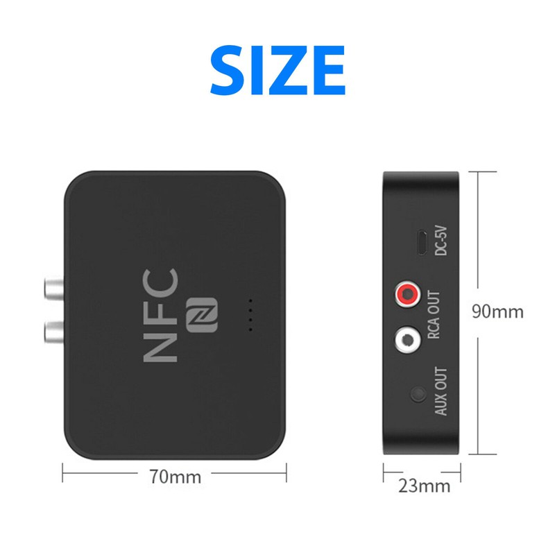 High Quality Bluetooth 5.0 Receiver USB Wireless Aux NFC 2 RCA Audio Adapter