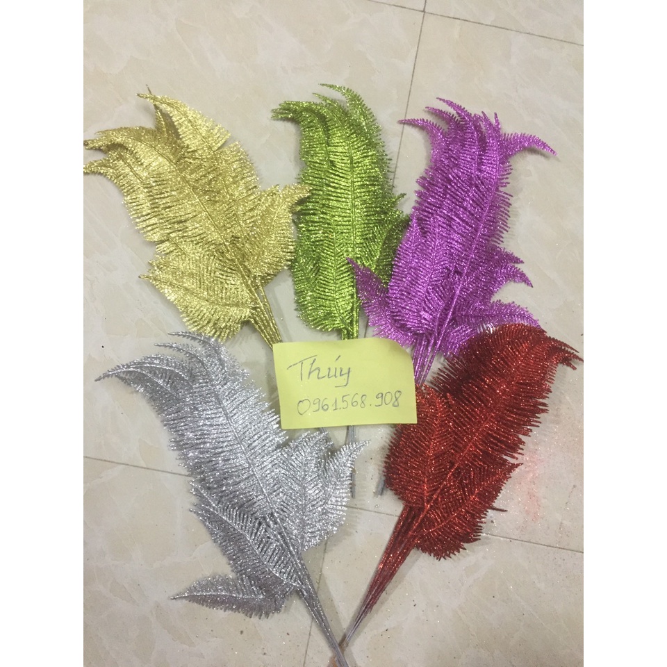 Lá dương sỉ nhọn  phủ nhũ, kim tuyến dùng trang trí tháp bánh, tháp nước, oản tài lộc | Phụ kiện trang trí