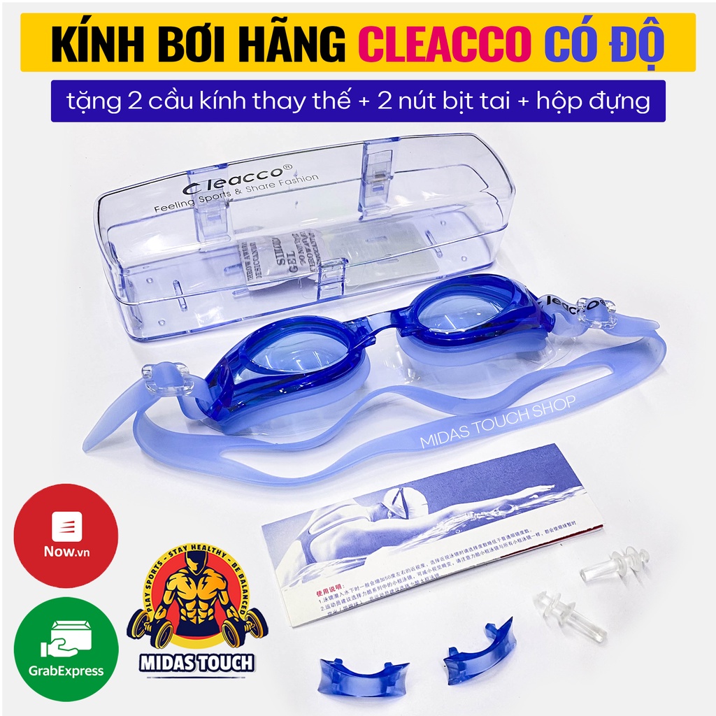 Kính bơi có độ hãng CLEACCO dành cho người lớn cận thị trẻ em trên 10 tuổi - bảo vệ mắt tối đa cam kết chất lượng