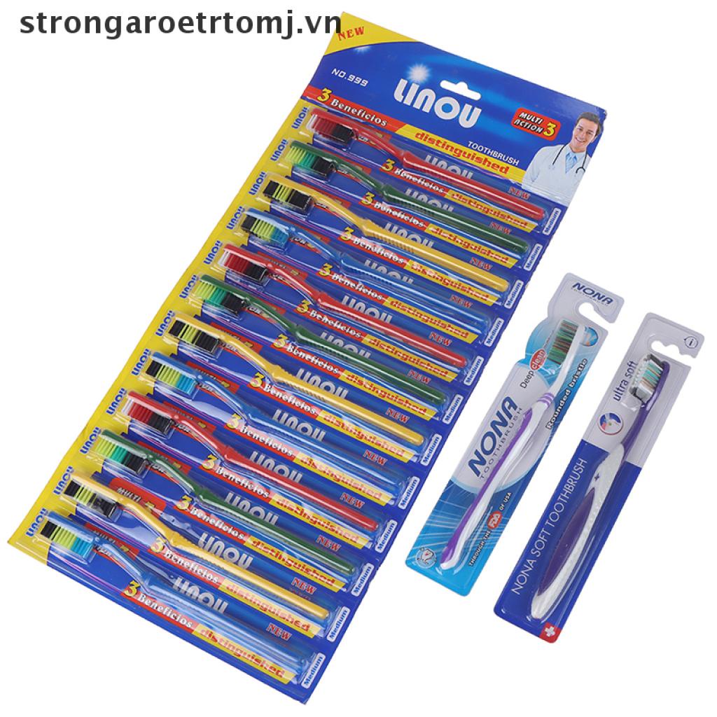 Set 10 Bàn Chải Đánh Răng Lông Siêu Cứng Làm Trắng Răng Chữ Thập