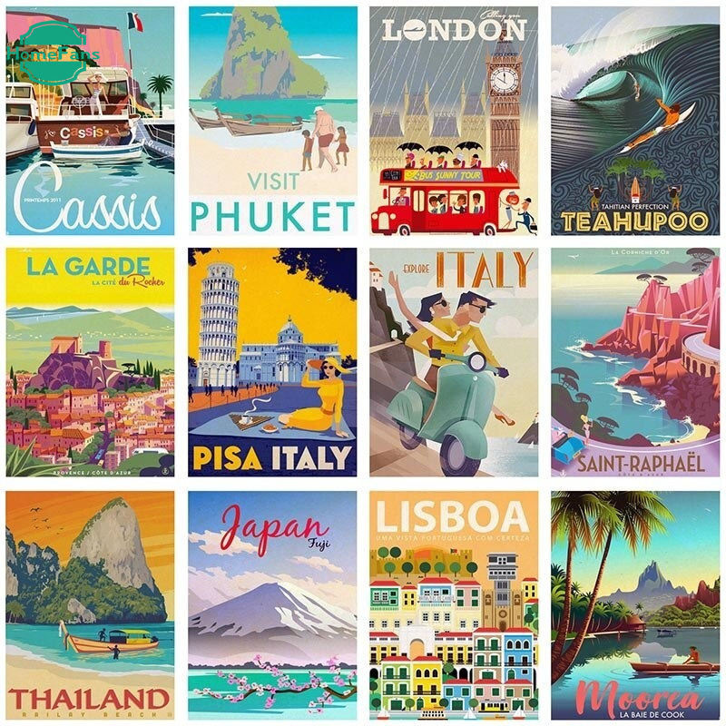 Tranh treo tường phong cảnh tự làm Berühmte Stadt Landschaft 5D 30x40cm