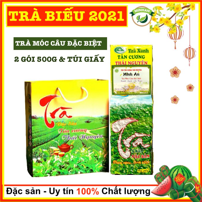 Chè Thái Nguyên Tân Cương 1kg kèm túi giấy biếu tặng loại 1 cao cấp - thơm ngon xanh sạch đẹp giá xưởng