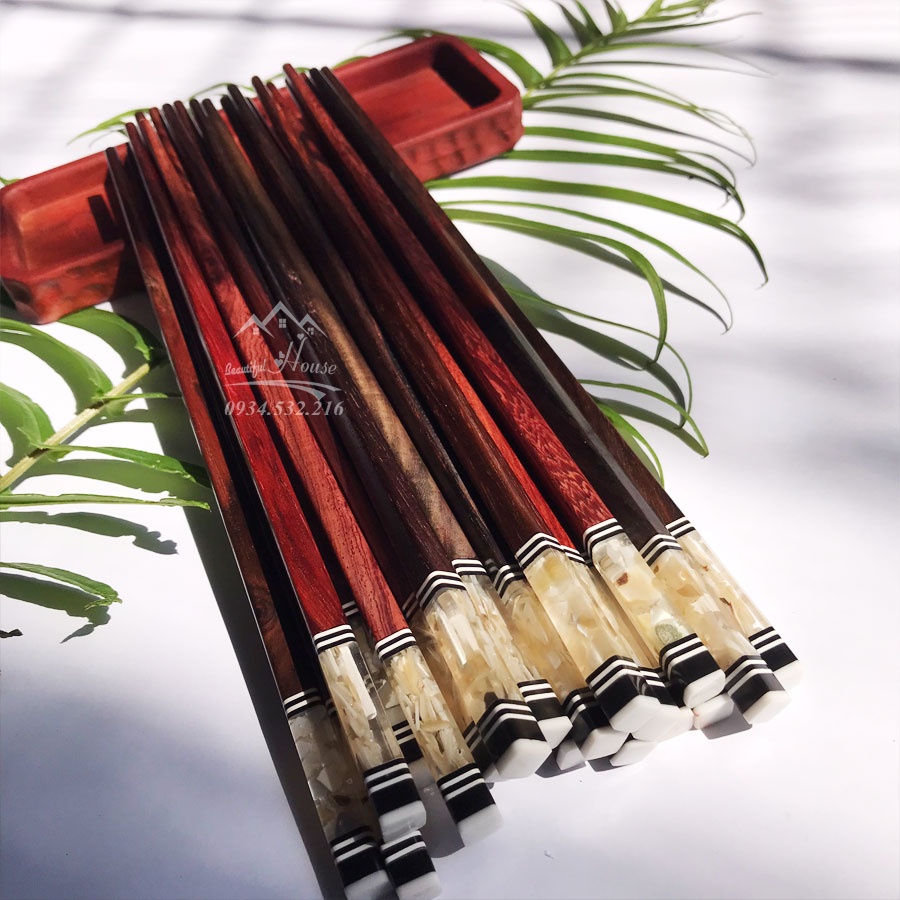Đũa Gỗ Trắc Cao Cấp Bọc Đầu Đen Trắng - Sản Phẩm Của Người Việt - Mẫu 6