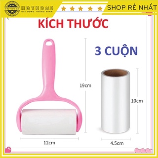 Cây Lăn Bụi Ga Giường, Quần Áo(COMBO KÈM 3 LÕI)- Lăn Bụi Đa Năng 1 Cây Lăn + 3 Lõi