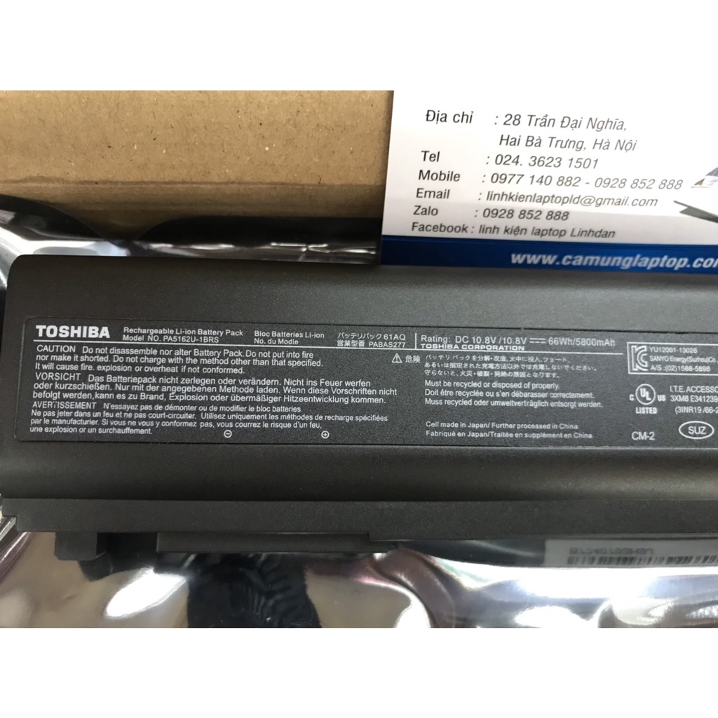 Pin Laptop Toshiba R30 R30-A R30-A1310 R30-AK01B 5162 PA5161U-1BRS PA5162U-1BRS Battery