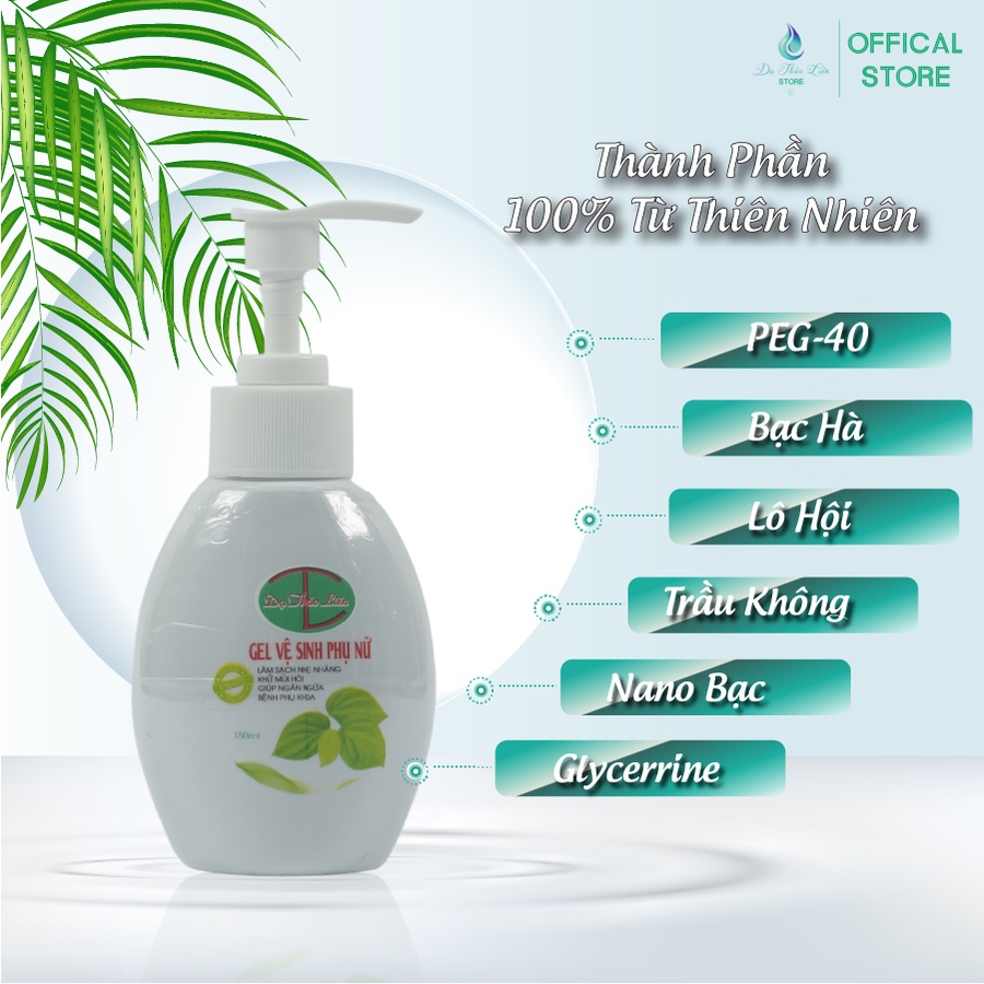 Gel Vệ Sinh Phụ Nữ Dạ Thảo Liên 150ml thành phần tự nhiên giúp khử mùi hôi, kháng nấm phổ rộng