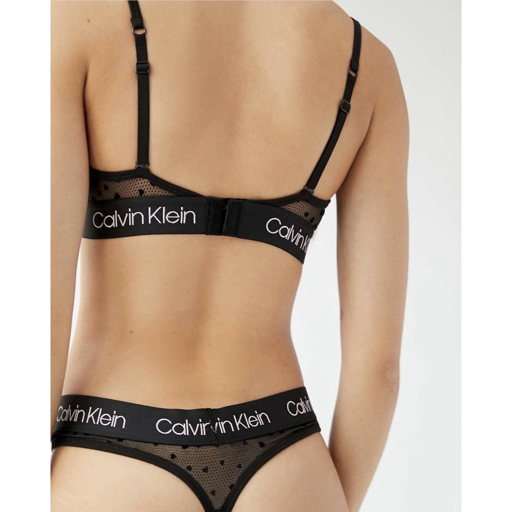Bộ đồ lót CalvinKlein lưới chấm bi kèm sẵn mút có thể tháo rời - Set CK