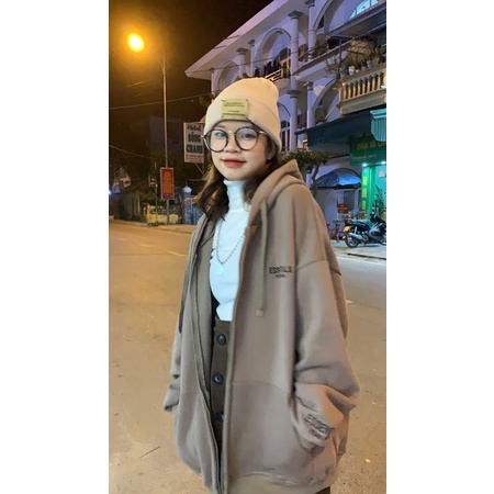áo hoodie zip dáng rộng chữ thêu | BigBuy360 - bigbuy360.vn