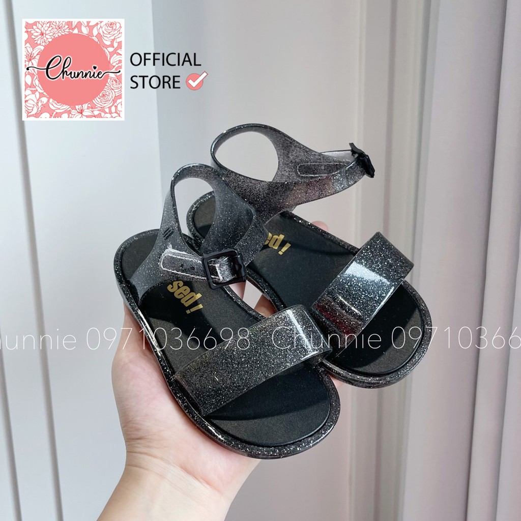 Dép sandal cho bé gái MINISED JELLY SHOES KID chất liệu nhựa dẻo, mềm mại, đế êm, quai dán tiện dụng