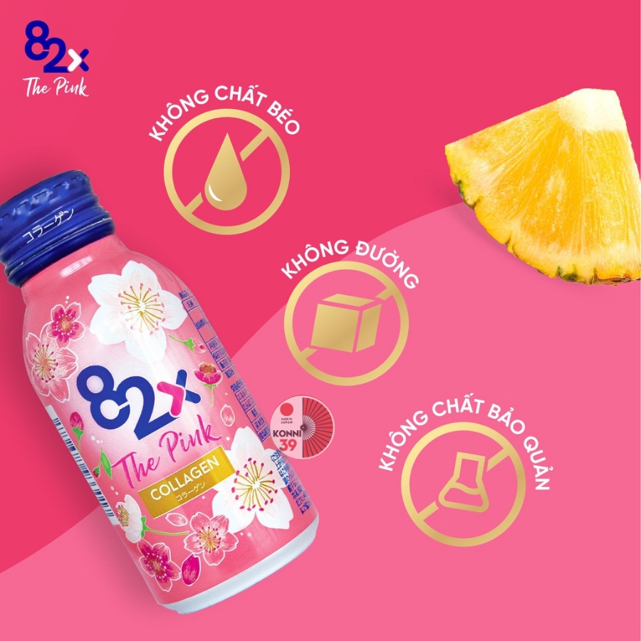 Nước uống Collagen làm đẹp da Nhật Bản 82x The Pink hộp 10 chai x 100ml - Konni39