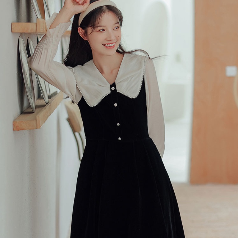 Đầm Dài Tay Thời Trang Mùa Thu Hàn Quốc Dành Cho Nữ