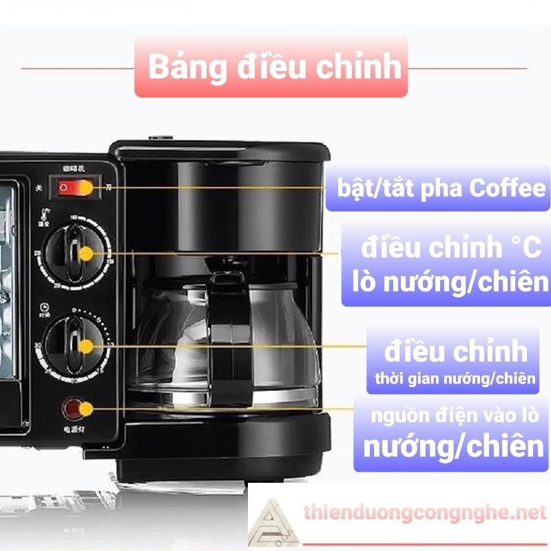 LÒ NƯỚNG ĐIỆN ĐA NĂNG, BẾP NƯỚNG GIA DỤNG 10 Lít với 3 chế độ ( Nướng - Hấp + Chiên - Máy pha Coffee tiện dụng đình )