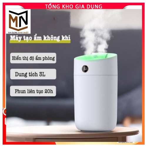 Máy phun sương tạo ẩm không khí Humidifier  xông tinh dầu X12, dung tích 3L, tạo độ ẩm phòng điều hòa