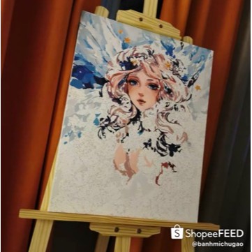 Tranh sơn dầu số hoá tự tô màu theo số có khung Nàng Thơ - (40*50cm) | BigBuy360 - bigbuy360.vn