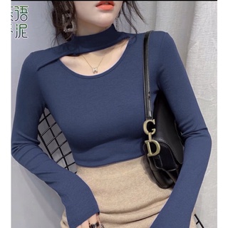Áo len mỏng dài tay cổ chocker