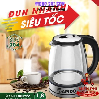 Ấm siêu tốc thủy tinh Rapido RK1818 tiết kiệm điện Bảo Hành 6 Tháng
