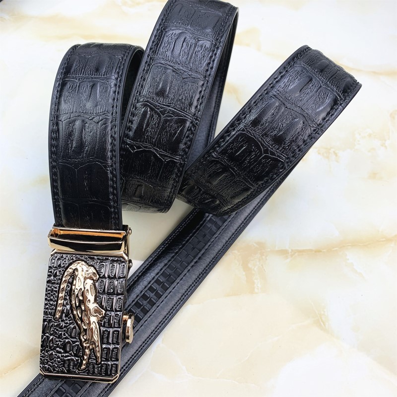 Thắt lưng da nam cá sấu khóa tự động mạ kim vàng TL25