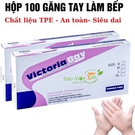 Hộp 100 Găng Tay Siêu Dai Nấu Ăn TPE/Victoria Mã 7170