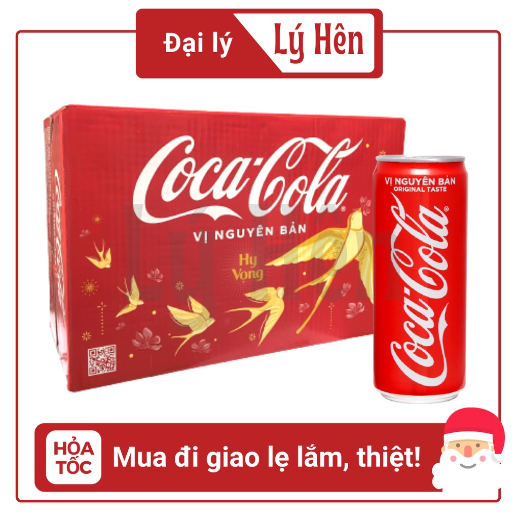 Thùng 24 Lon Nước Ngọt Có Gas Coca Cola Soft Drink Lon 330ml Date Luôn Mới