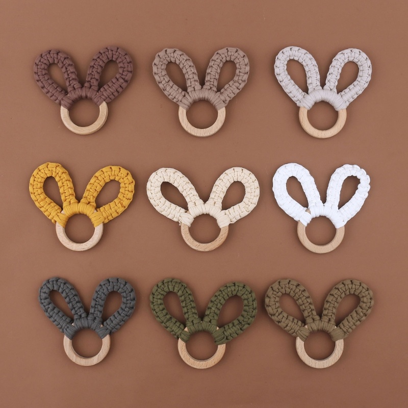 Đồ Chơi Chuông Lắc Cầm Tay Hình Thỏ Đan Len Dễ Thương Cho Bé Sơ Sinh Mọc Răng