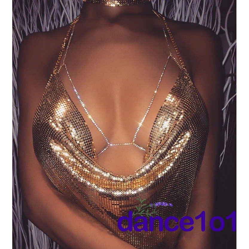 Áo nữ không tay họa tiết lấp lánh thời trang quyến rũ