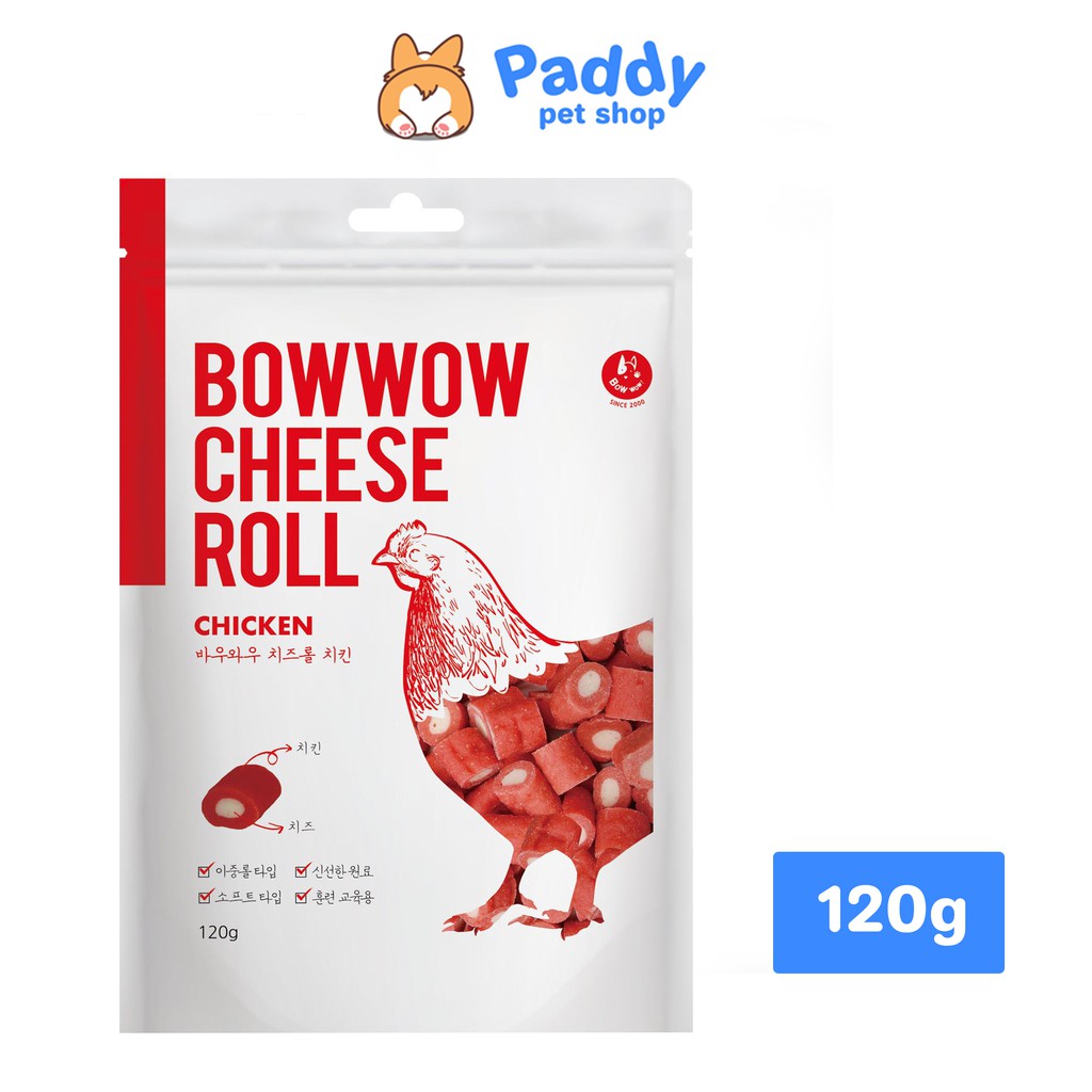 Phô Mai Cuộn Thịt Gà Bowwow Cheese Roll Snack Cho Chó