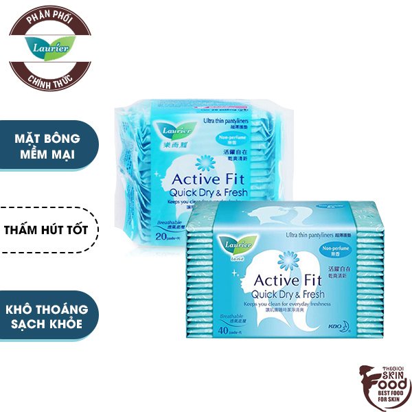 Băng Vệ Sinh Hằng Ngày Không Hương Laurier Active Fit Quick Dry &amp; Fresh [che tên sản phẩm khi giao hàng]