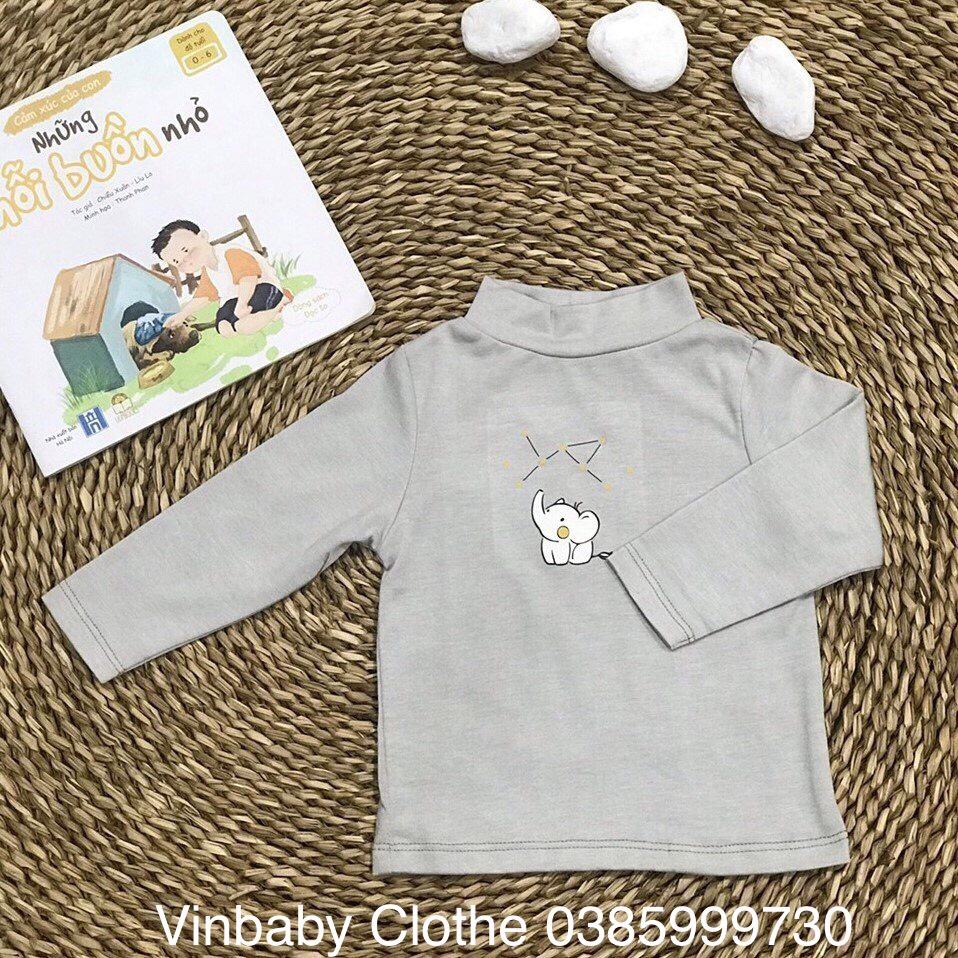 CHAANG áo giữ nhiệt chaang cổ lọ chất cotton dài tay thu đông cho bé trai, bé gái từ 3 tháng đến 5 tuổi