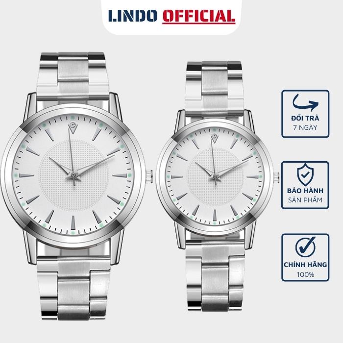 Đồng hồ cặp đôi nam nữ chính hãng D-ZINER DHD01 dây thép sang trọng giá rẻ