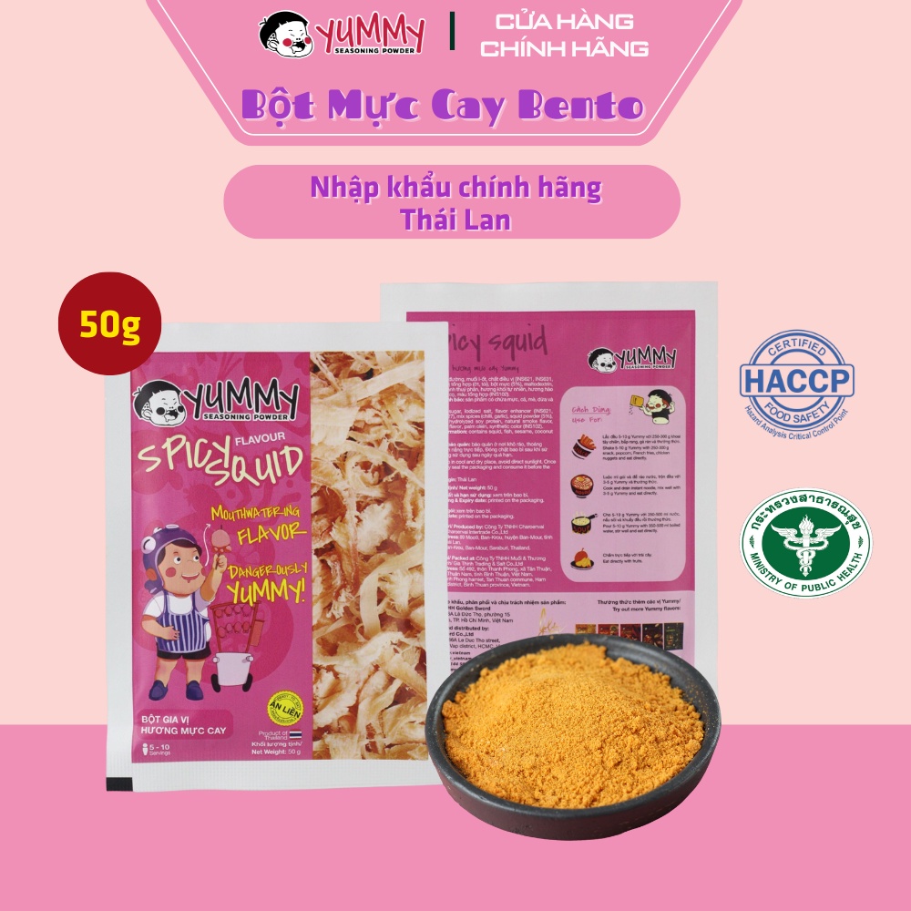 Bột mực cay Bento Thái Lan Yummy 50g lắc ăn liền với bắp rang bơ, khoai tây chiên, các loại hạt