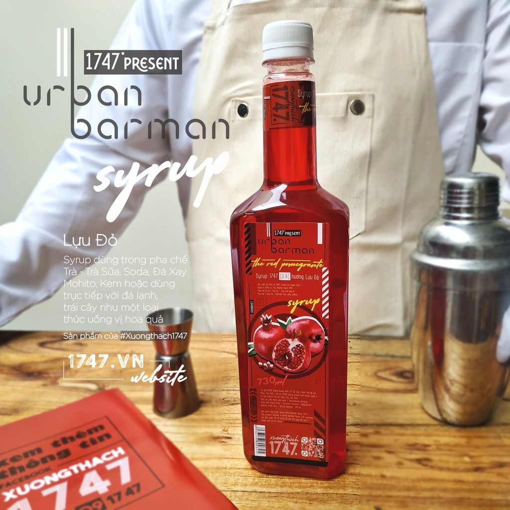 Urban Barman Syrup 1747 - Lựu Đỏ - 730ml