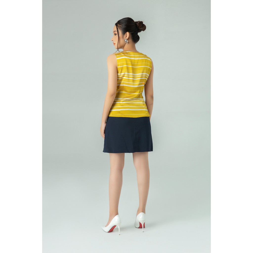 Áo sơ mi Peplum kẻ cam nữ IVY moda MS 15M5454