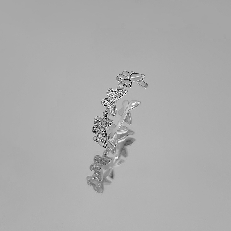 Nhẫn Hở Hình Nơ Đính Đá zircon Sang Trọng Cá Tính Hợp Thời Trang