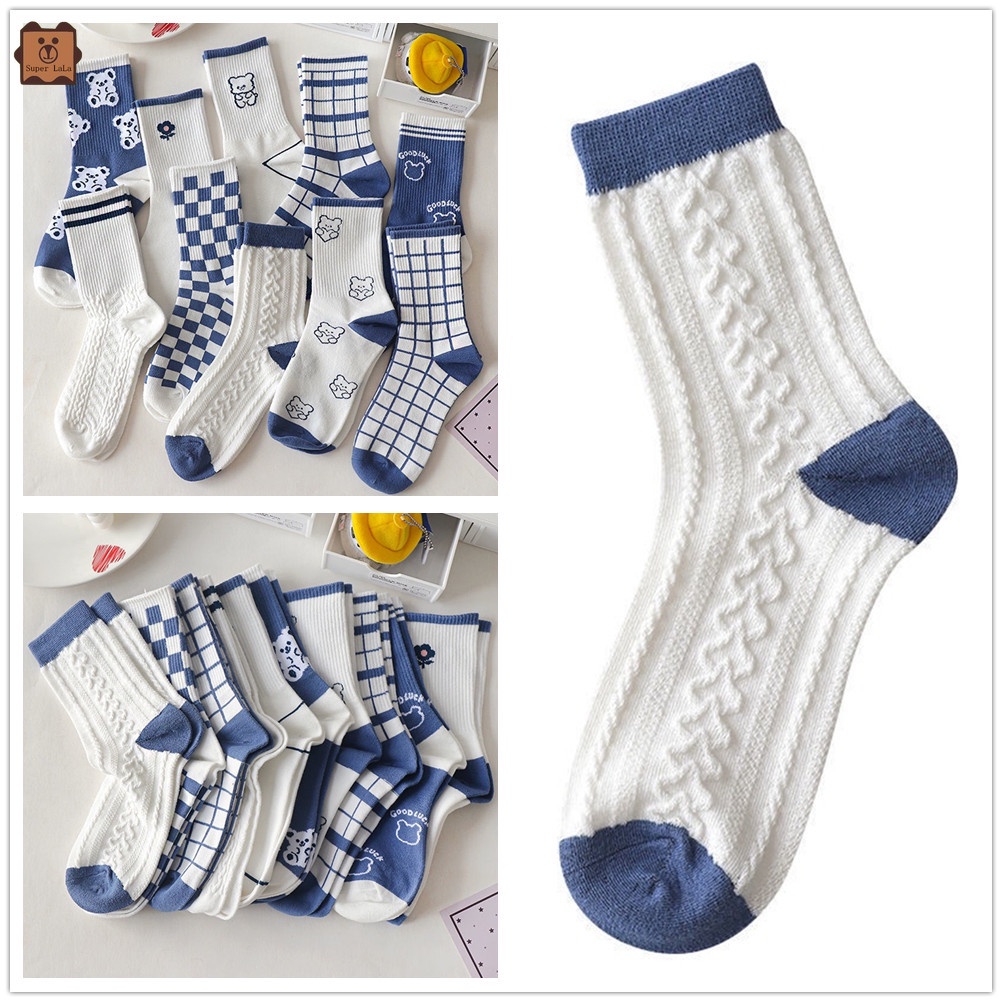 Đôi tất cotton cổ cao phong cách thời trang thu đông cho nữ