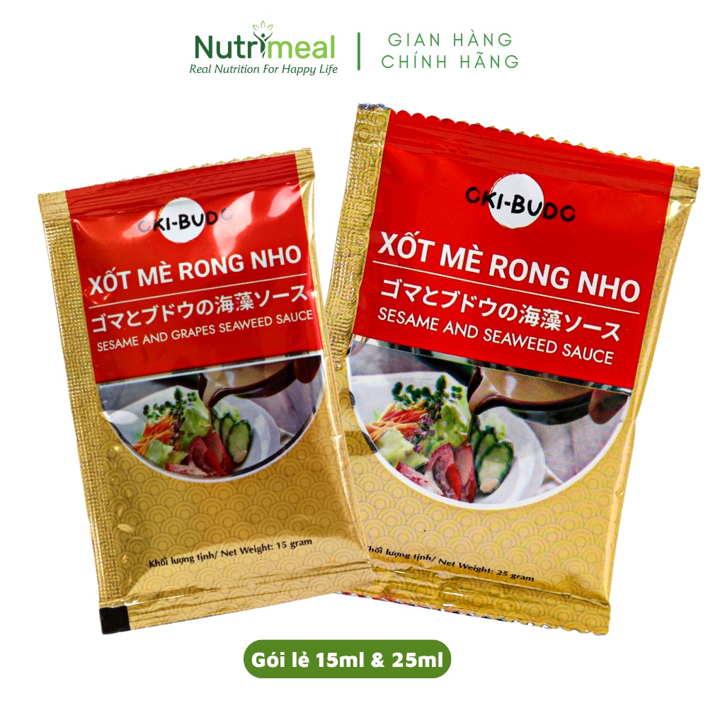 Xốt Mè Rong Nho OKI-BUDO Gói Lẻ Tiện Lợi 15 ml &amp; 25 ml - Nước Chấm Rong Nho, Salad Rau Củ Quả