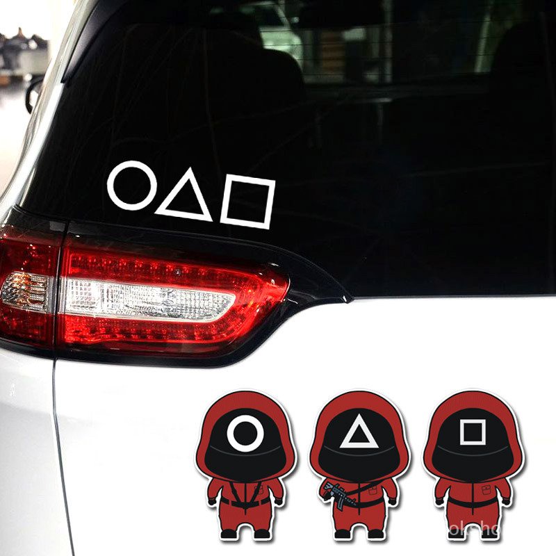 Squid Game Miếng dán trang trí xe hơi hình hoạt hình vui nhộn